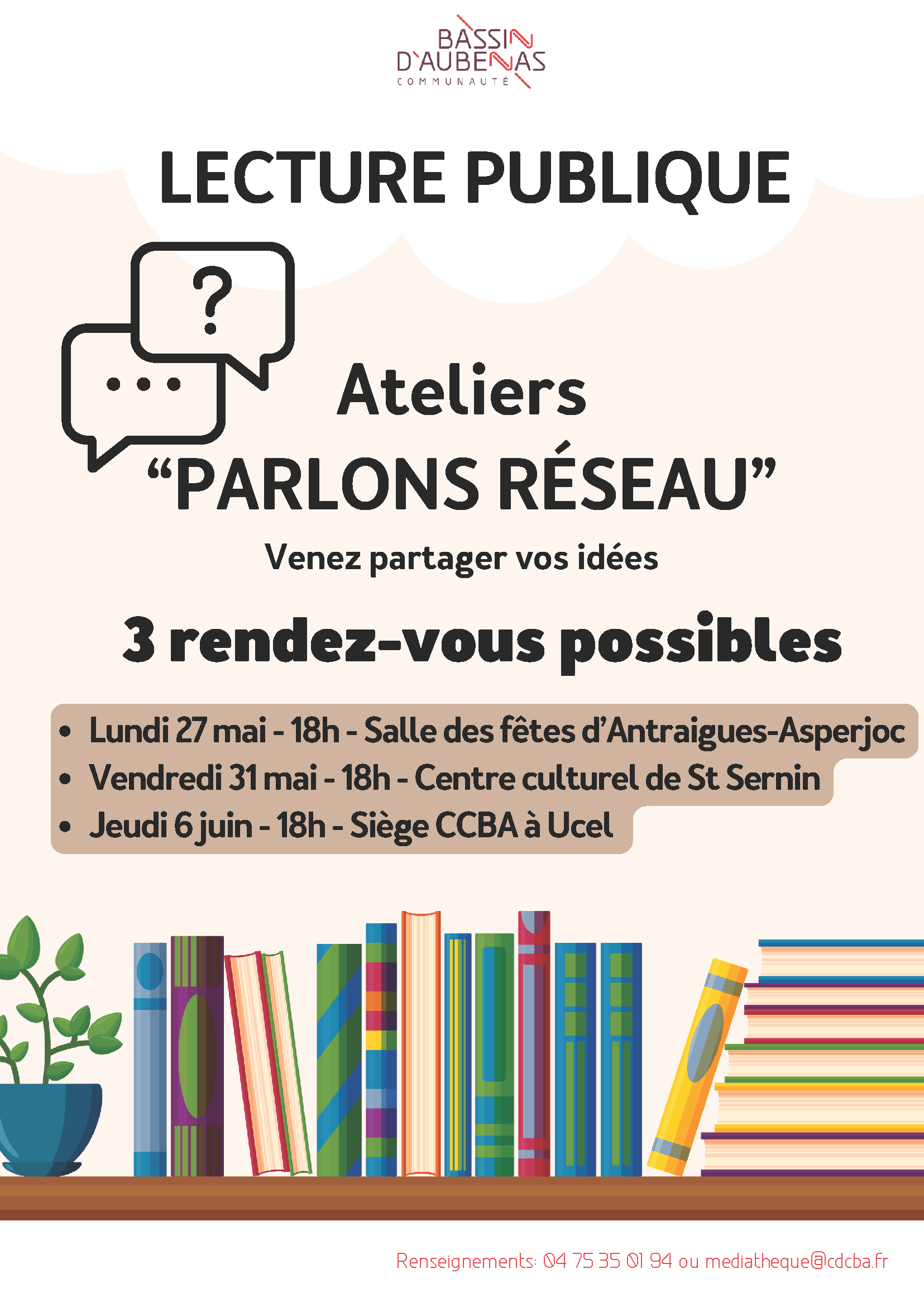 Lecture Publique : 3 ateliers de réflexion programmés en mai et juin 2024