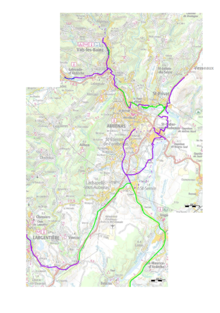 Carte du réseau de voie douce de la Communauté de communes