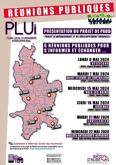 PLUi : réunions publiques du 6 au 22 mai 2024