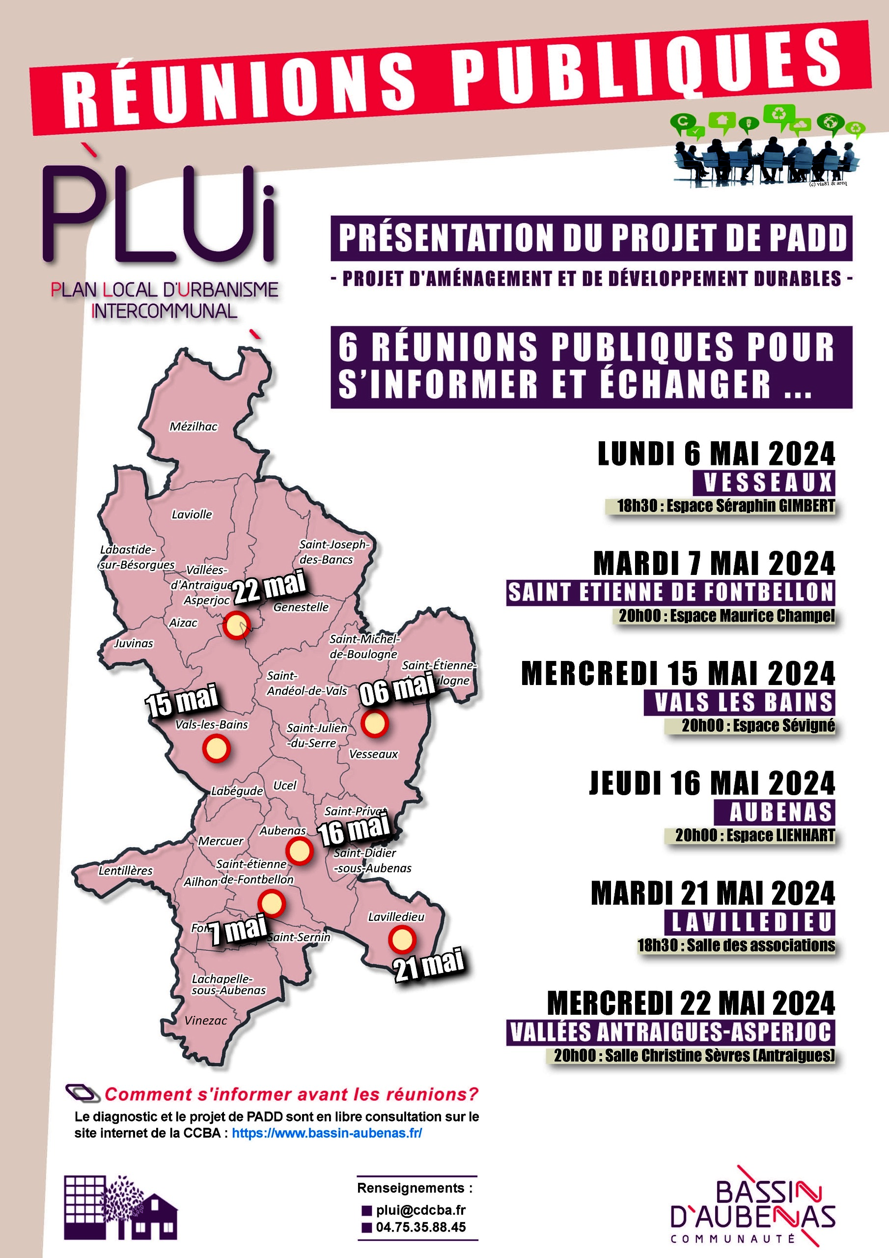 Liste des réunions publiques du PLUi - mai 2024